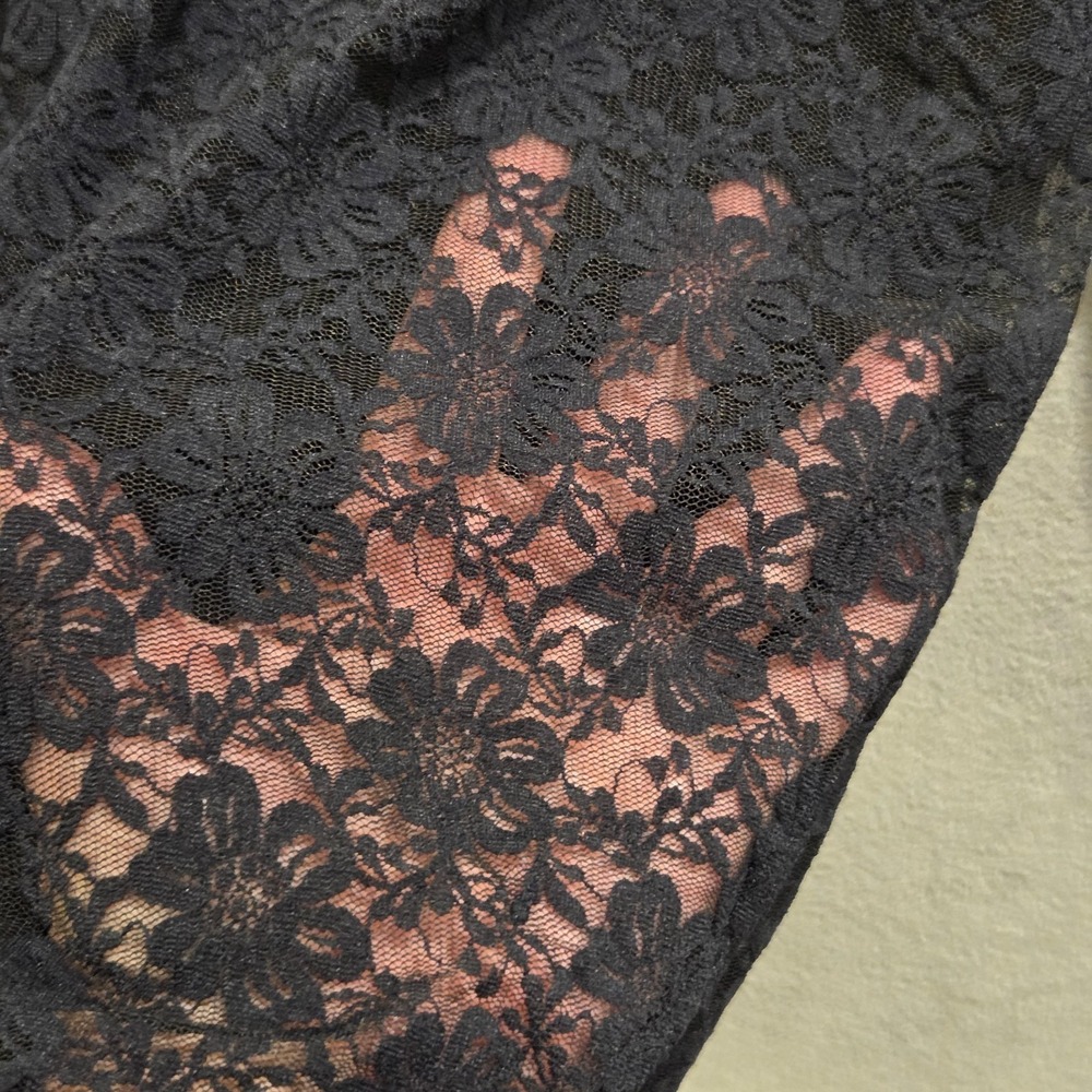 VTG Susan Bristol Black Lace Sheer Top Size L Button Down Shirt 90s Y2K Witchy - Picture 3 of 7